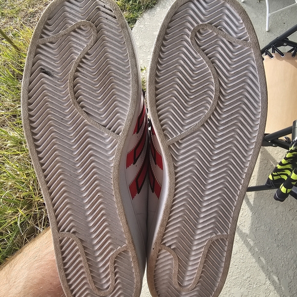 Size 11 - Adidas Superstar White with Vivid Red and Solar Yellow - Picture 6 of 6